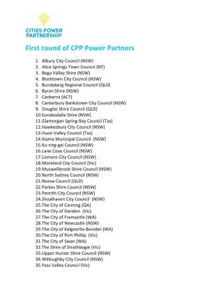 First Round of CPP Power Partners