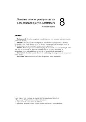 Serratus Anterior Paralysis As an Occupational Injury in Scaffolders Two Case Reports