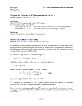 Chapter 8 - Theories of FX Determination – Part 2 Goal Get a Formula for St