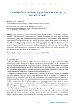 Analysis of Rescued Learning with Different Drugs in Down Syndrome