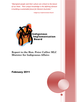 Report to the Hon. Peter Collier MLC Minister for Indigenous Affairs
