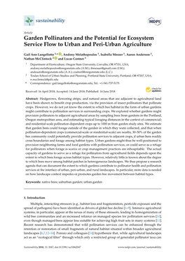 Garden Pollinators and the Potential for Ecosystem Service Flow to Urban and Peri-Urban Agriculture