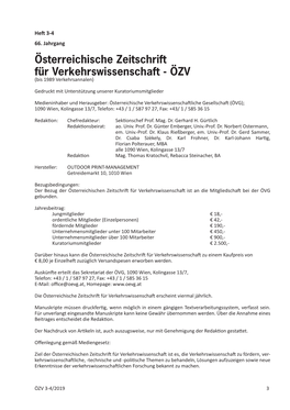 Österreichische Zeitschrift Für Verkehrswissenschaft - ÖZV (Bis 1989 Verkehrsannalen)