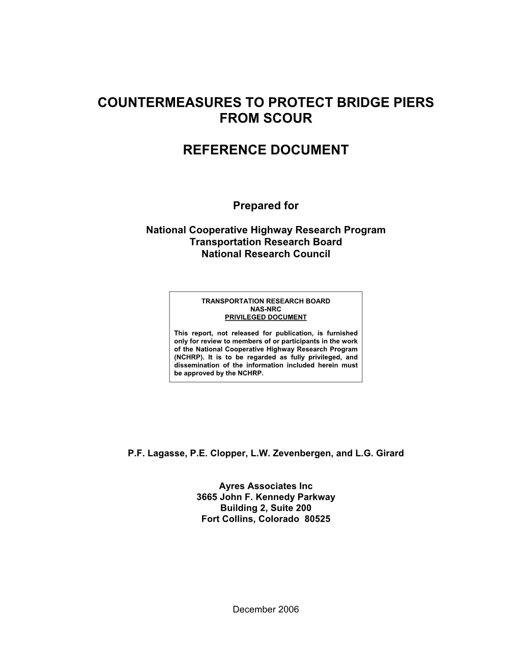 Countermeasures to Protect Bridge Piers from Scour Reference