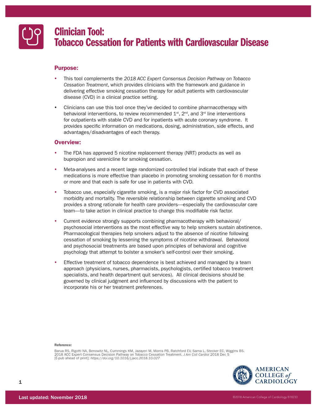 Tobacco Cessation for Patients with Cardiovascular Disease