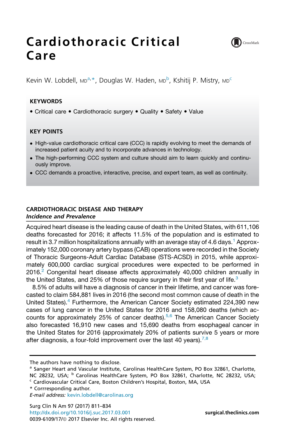 Cardiothoracic Critical Care