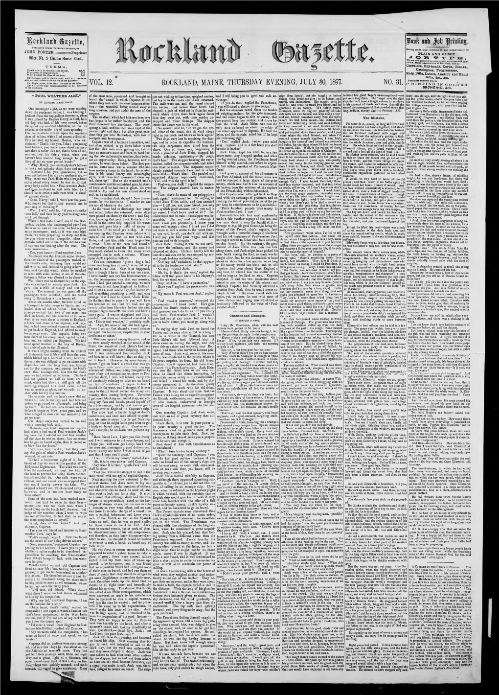 Rockland Gazette : July 30, 1857