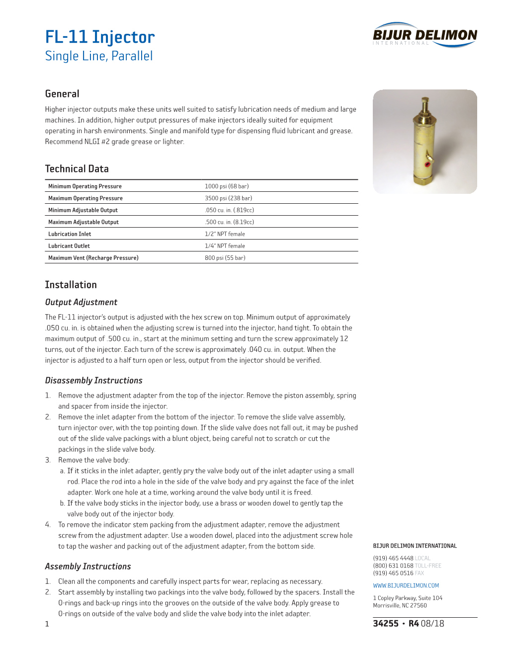 FL-11 Injector Single Line, Parallel