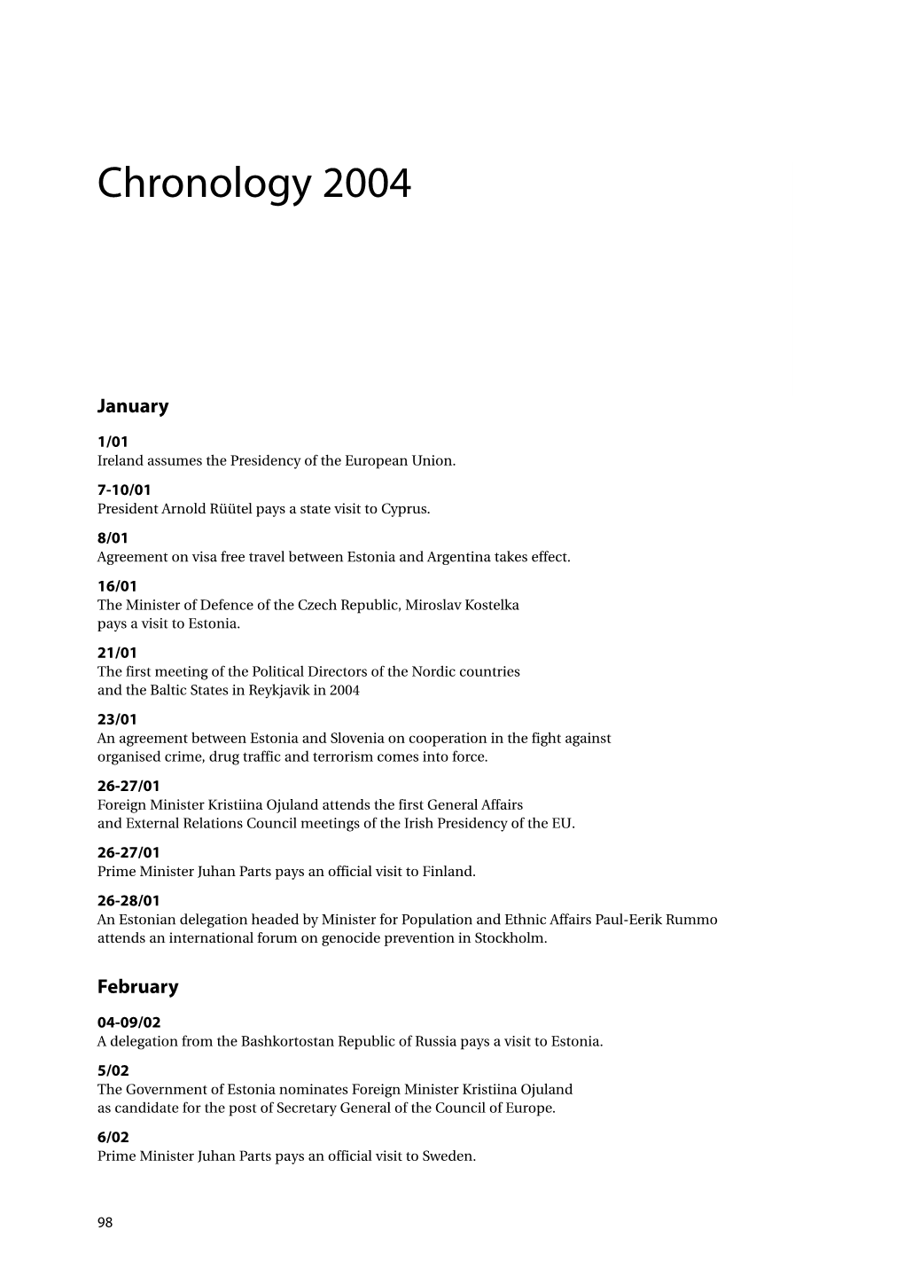 Chronology 2004