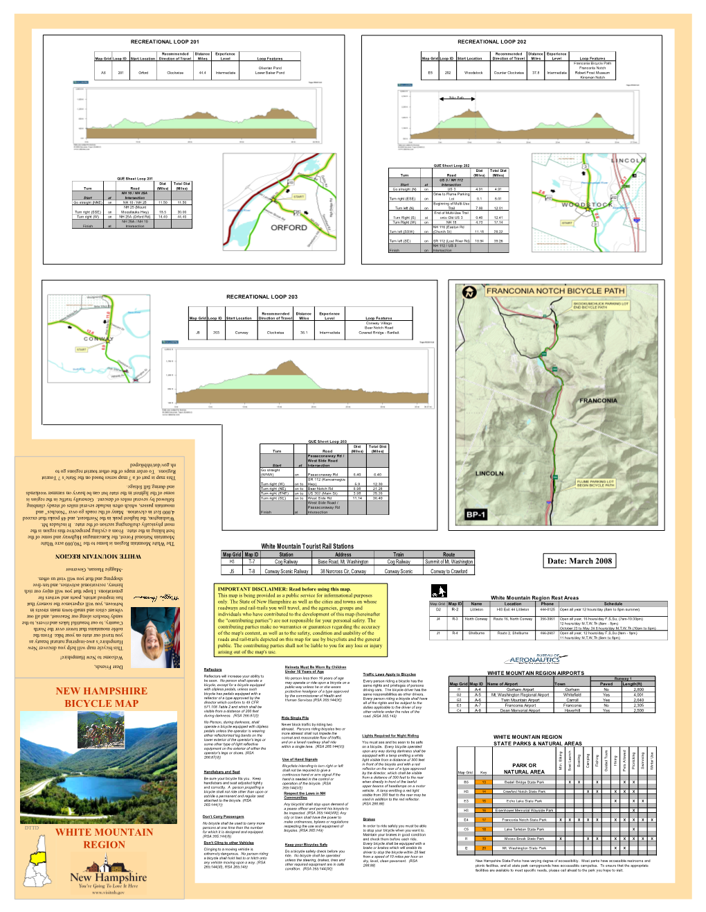 New Hampshire Bicycle Map White Mountain Region