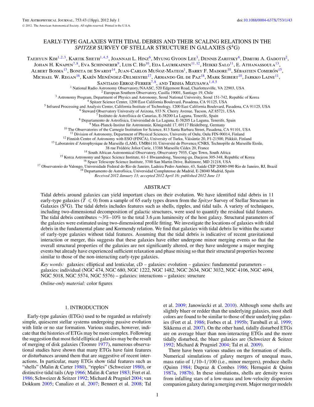 Early-Type Galaxies with Tidal Debris and Their Scaling Relations in the Spitzer Survey of Stellar Structure in Galaxies (S4g)