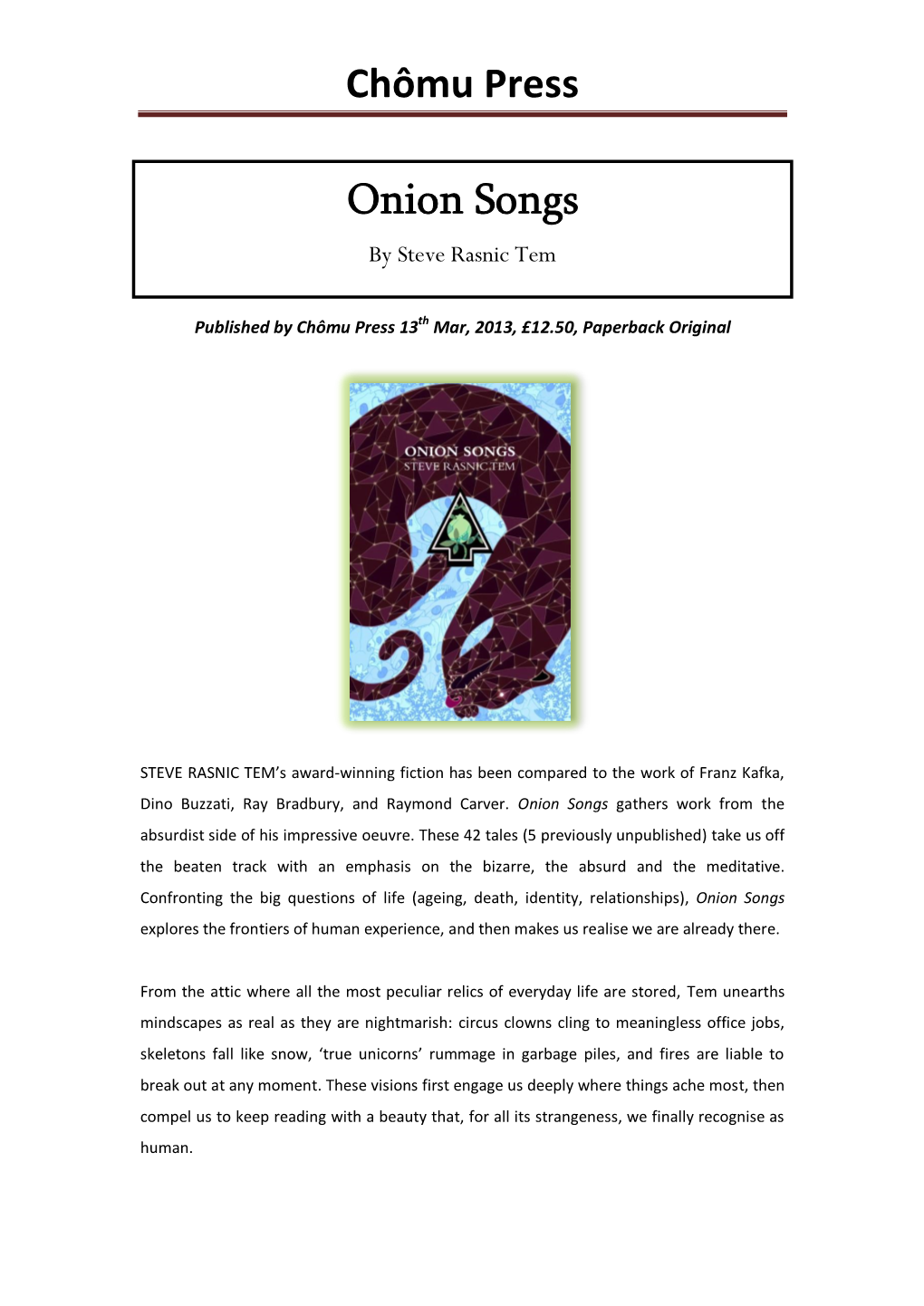 Onion Songs Available for Review