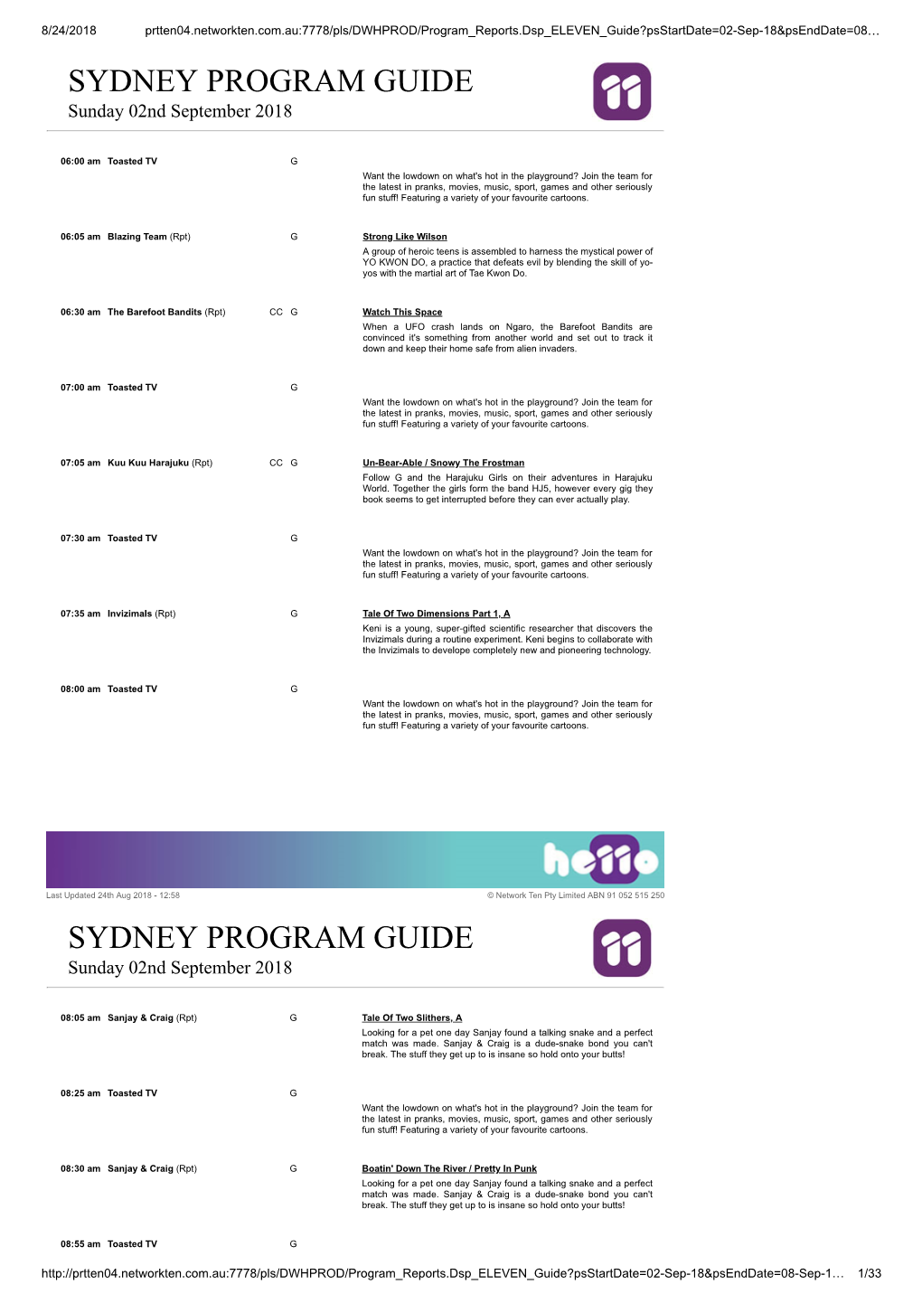 Sydney Program Guide Sydney Program