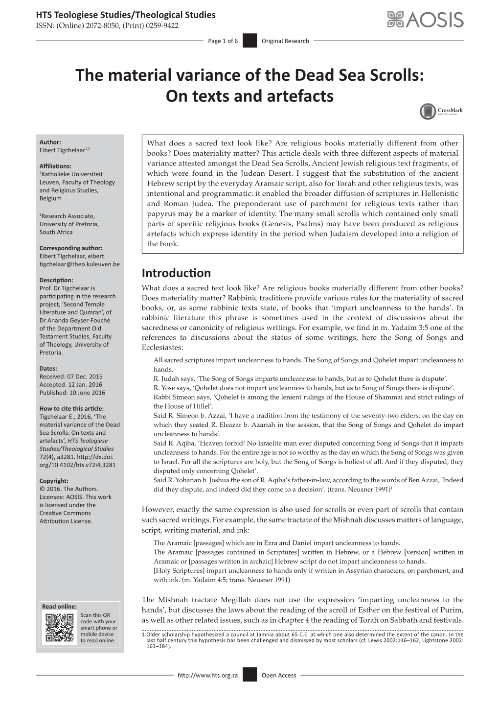 The Material Variance of the Dead Sea Scrolls: on Texts and Artefacts