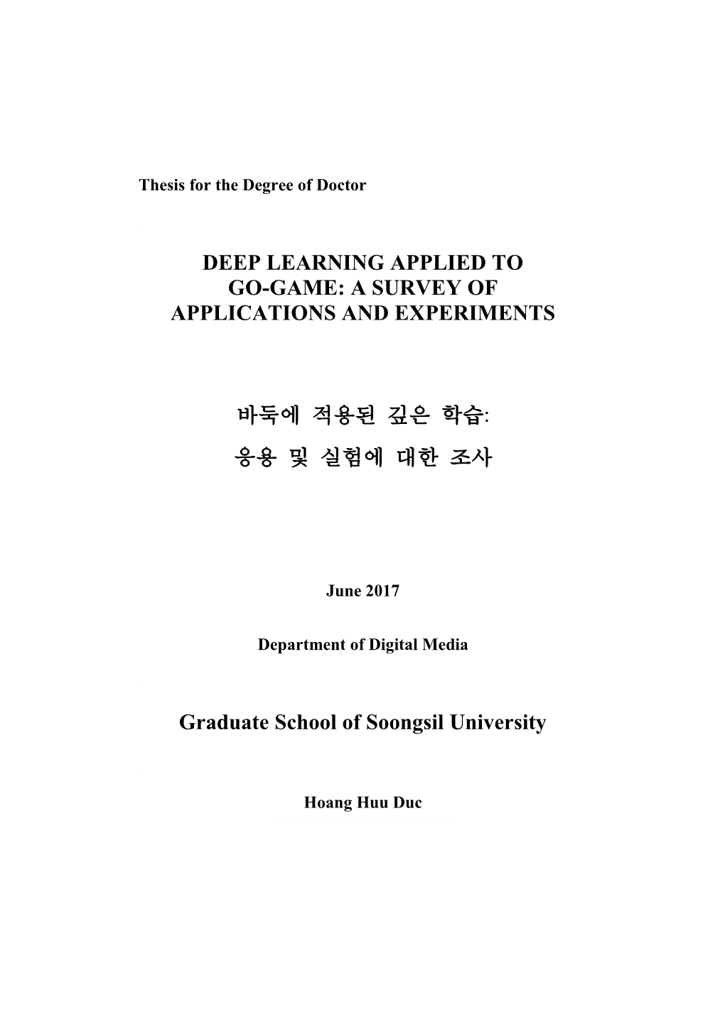 Thesis for the Degree of Doctor