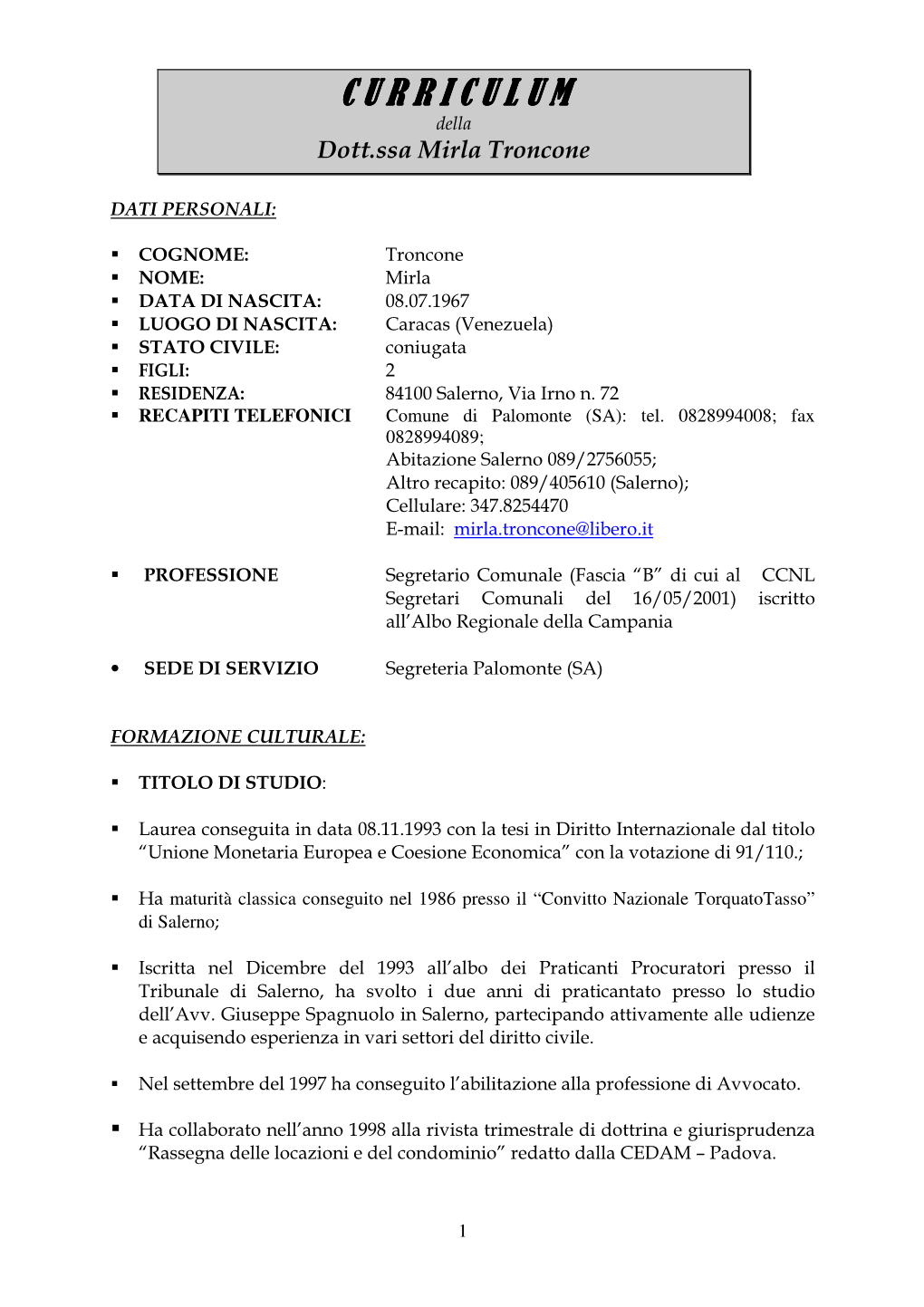 CURRICULUM VITAE SEGRETARIO COMUNALE.Pdf