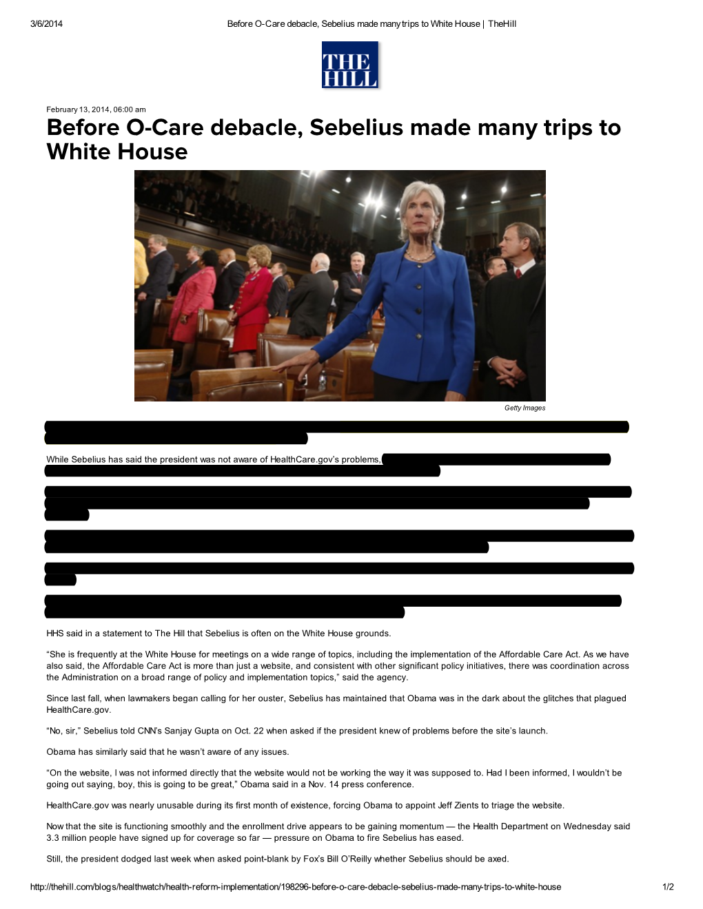 Before O-Care Debacle, Sebelius Made Many Trips to White House | Thehill