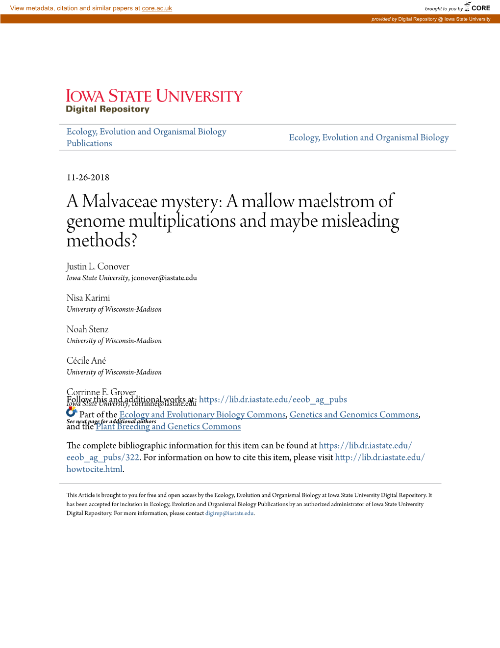 A Mallow Maelstrom of Genome Multiplications and Maybe Misleading Methods? Justin L