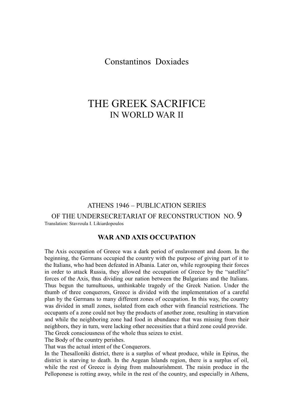 The Greek Sacrifice in World War Ii