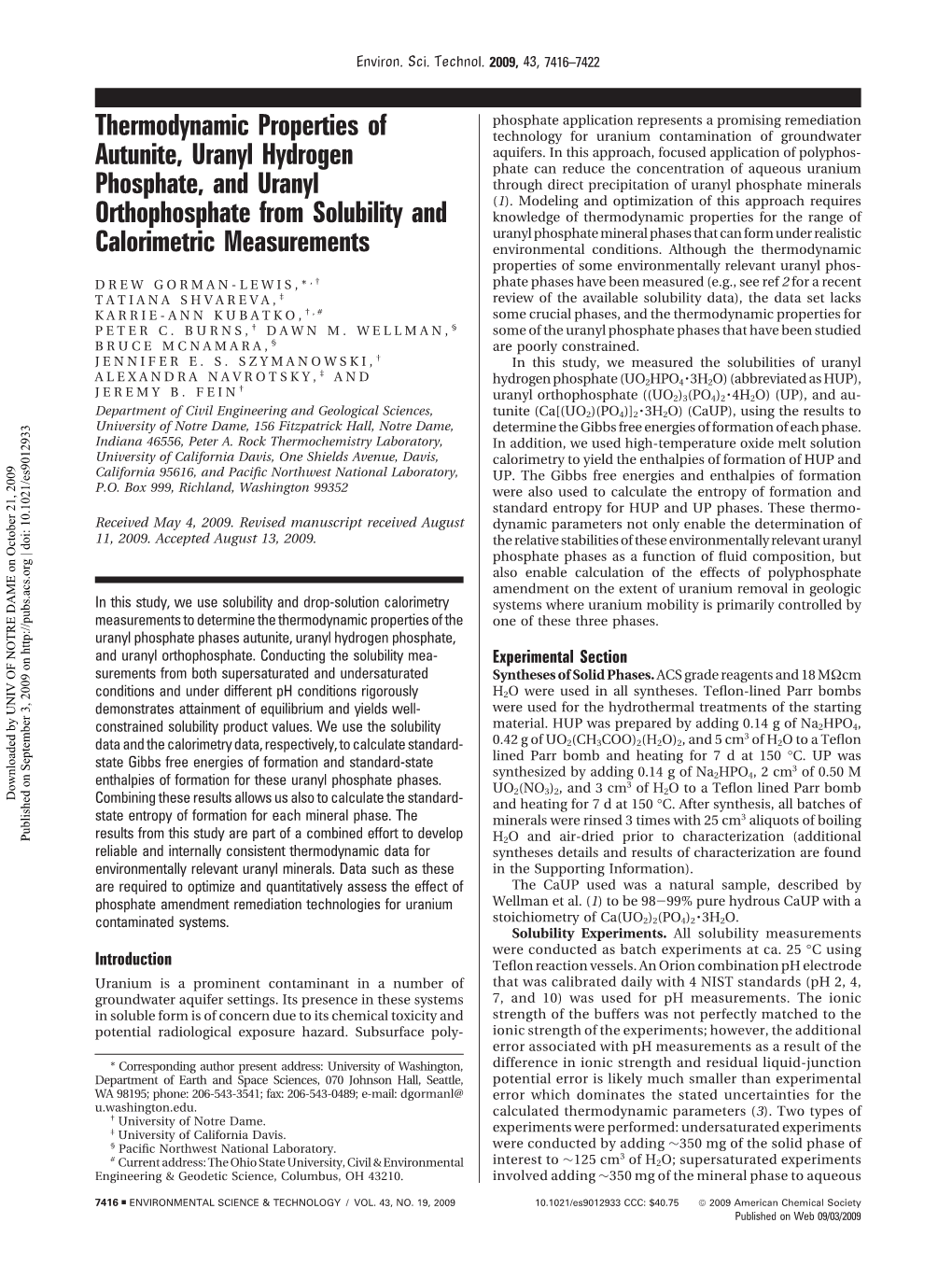 Thermodynamic Properties of Autunite, Uranyl Hydrogen Phosphate, And