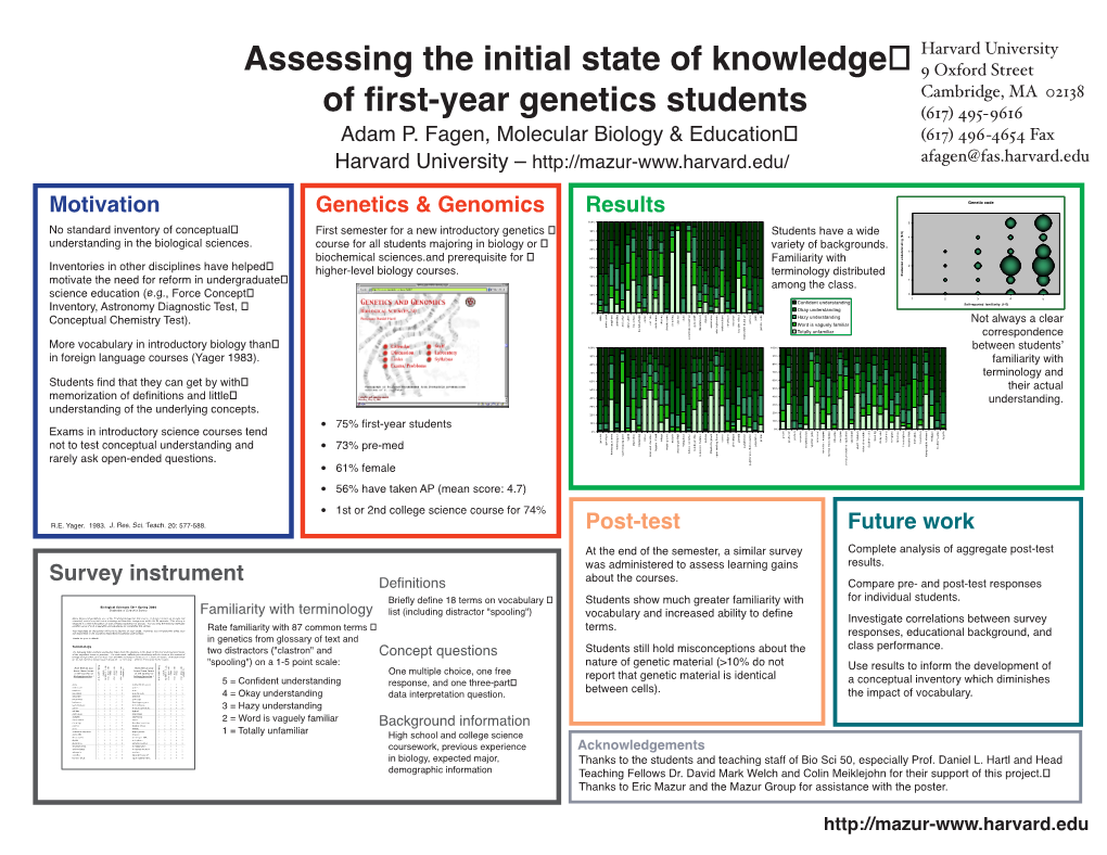 Assessing the Initial State of Knowledge of First-Year Genetics