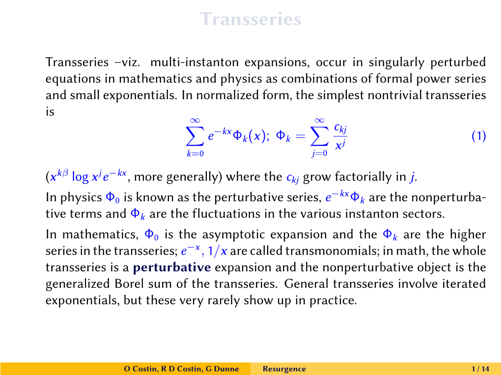 Transseries and Resurgence