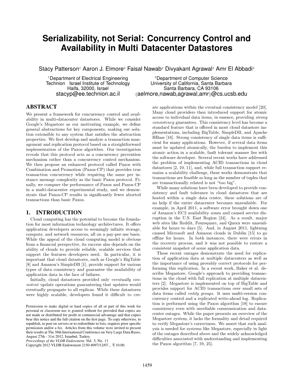 Concurrency Control and Availability in Multi-Datacenter Datastores