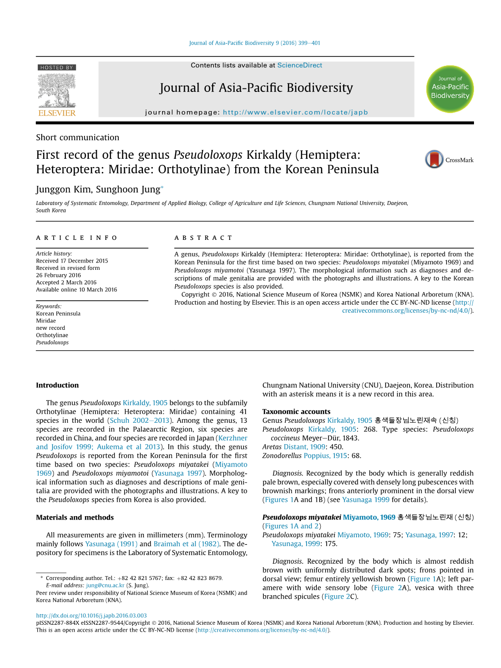 (Hemiptera: Heteroptera: Miridae: Orthotylinae) from the Korean Peninsula