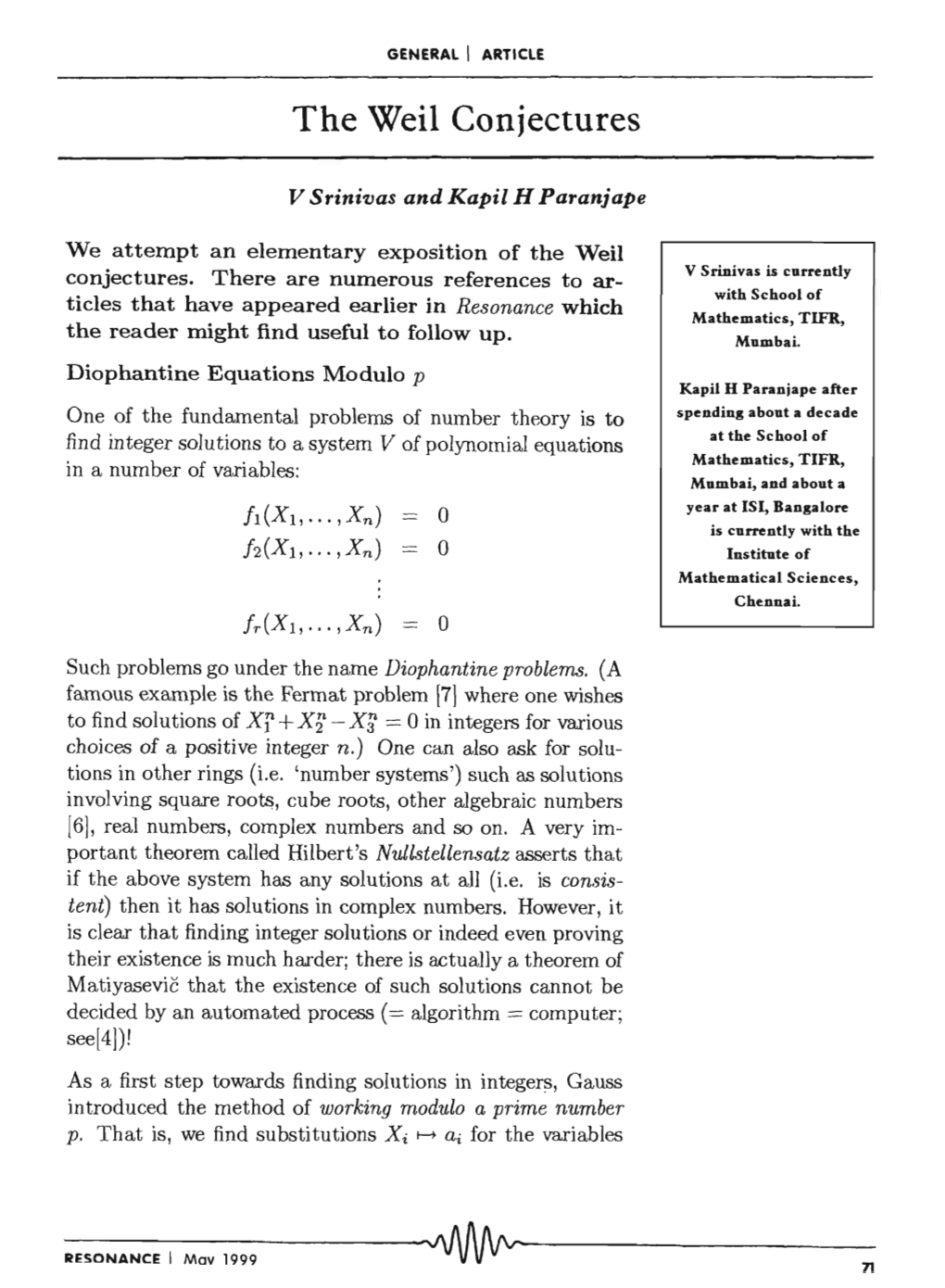 The Weil Conjectures