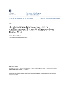 The Phonetics and Phonology of Eastern Andalusian Spanish: A