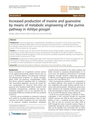 Increased Production of Inosine and Guanosine by Means of Metabolic