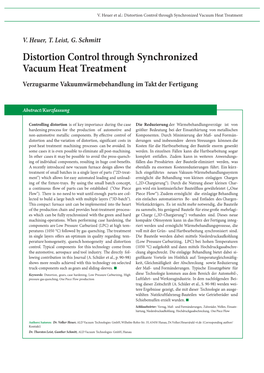 Distortion Control with Synchronized Vacuum Heat Treatment