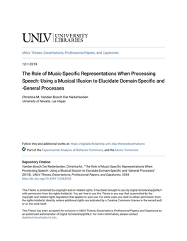 The Role of Music-Specific Representations When Processing Speech: Using a Musical Illusion to Elucidate Domain-Specific and -General Processes