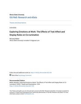 The Effects of Trait Affect and Display Rules on Co-Rumination