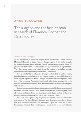 The Surgeon and the Fashion Icon: in Search of Florence Cooper and Reta Findlay