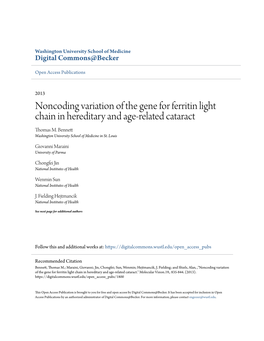 Noncoding Variation of the Gene for Ferritin Light Chain in Hereditary and Age-Related Cataract Thomas M