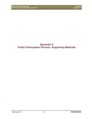 Appendix a Public Participation Process: Supporting Materials