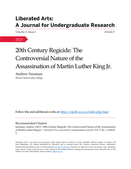 The Controversial Nature of the Assassination of Martin Luther King Jr