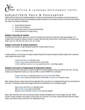 Subject/Verb Pairs & Punctuation