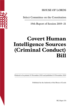 Covert Human Intelligence Sources (Criminal Conduct) Bill