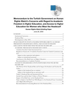 Memorandum to the Turkish Government on Human Rights