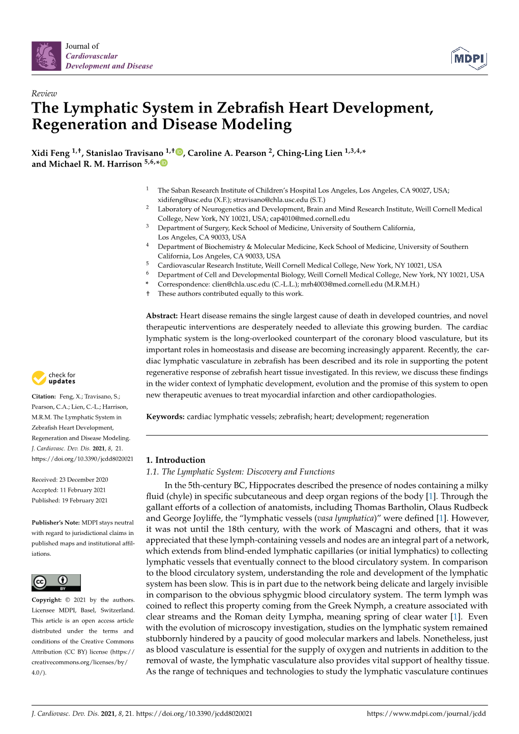 The Lymphatic System in Zebrafish Heart Development, Regeneration