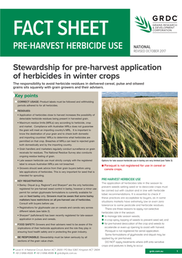 Pre-Harvest Herbicide Use Revised October 2017