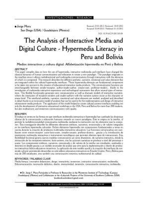 The Analysis of Interactive Media and Digital Culture