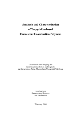 Synthesis and Characterization of Terpyridine-Based Fluorescent Coordination Polymers