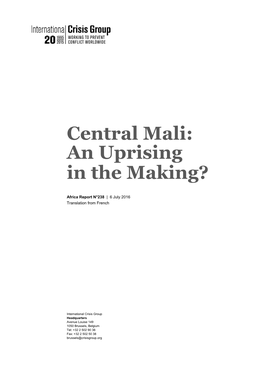 Central Mali: an Uprising in the Making?