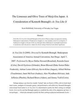 The Lionesses and Olive Trees of Meiji-Era Japan: a Consideration