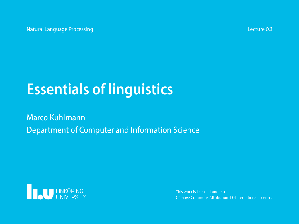 Essentials of Linguistics