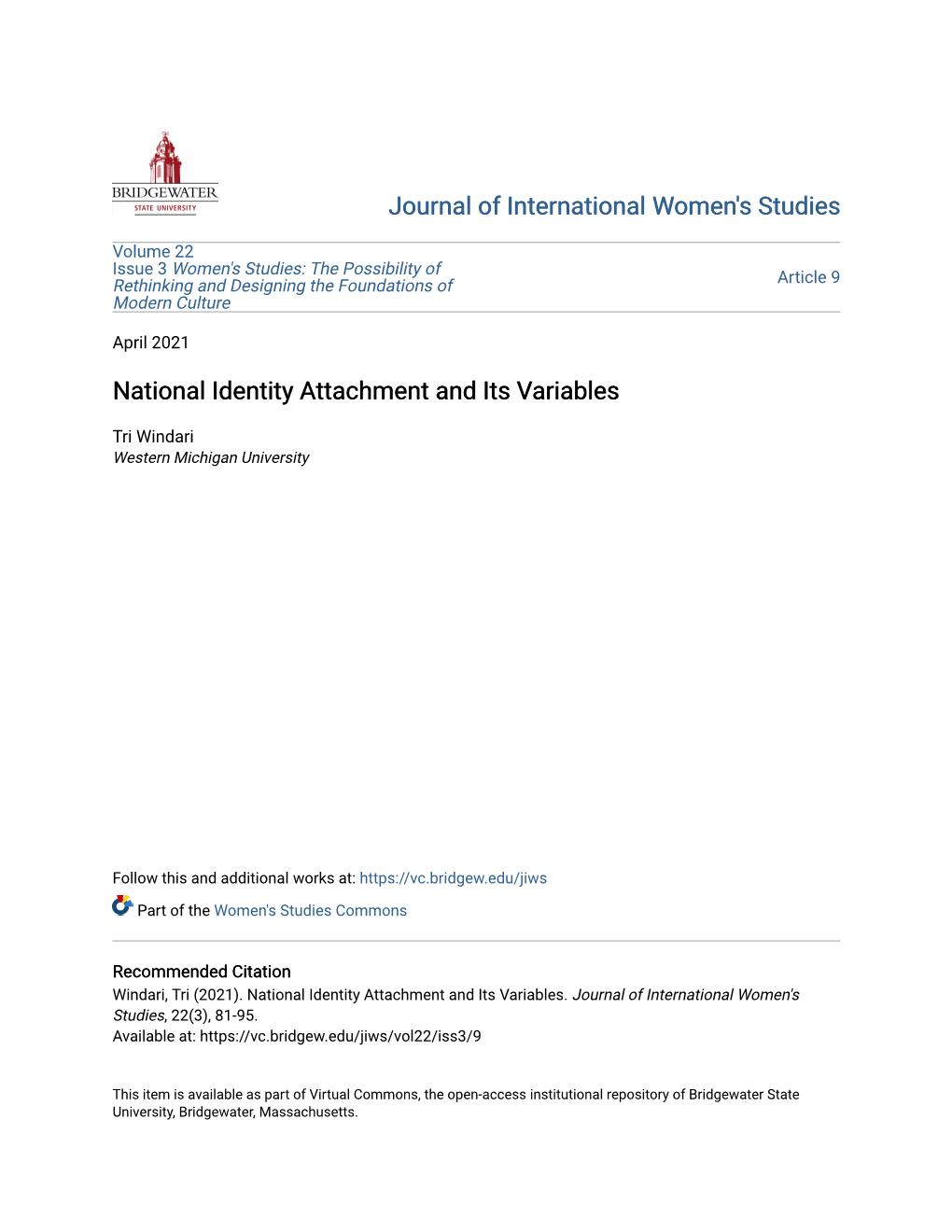 National Identity Attachment and Its Variables