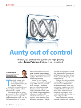 Aunty out of Control the ABC Is a Billion Dollar Culture War High Ground, Writes James Paterson